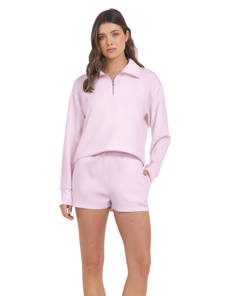 Cloud Fleece Quarter Zip in Pink
