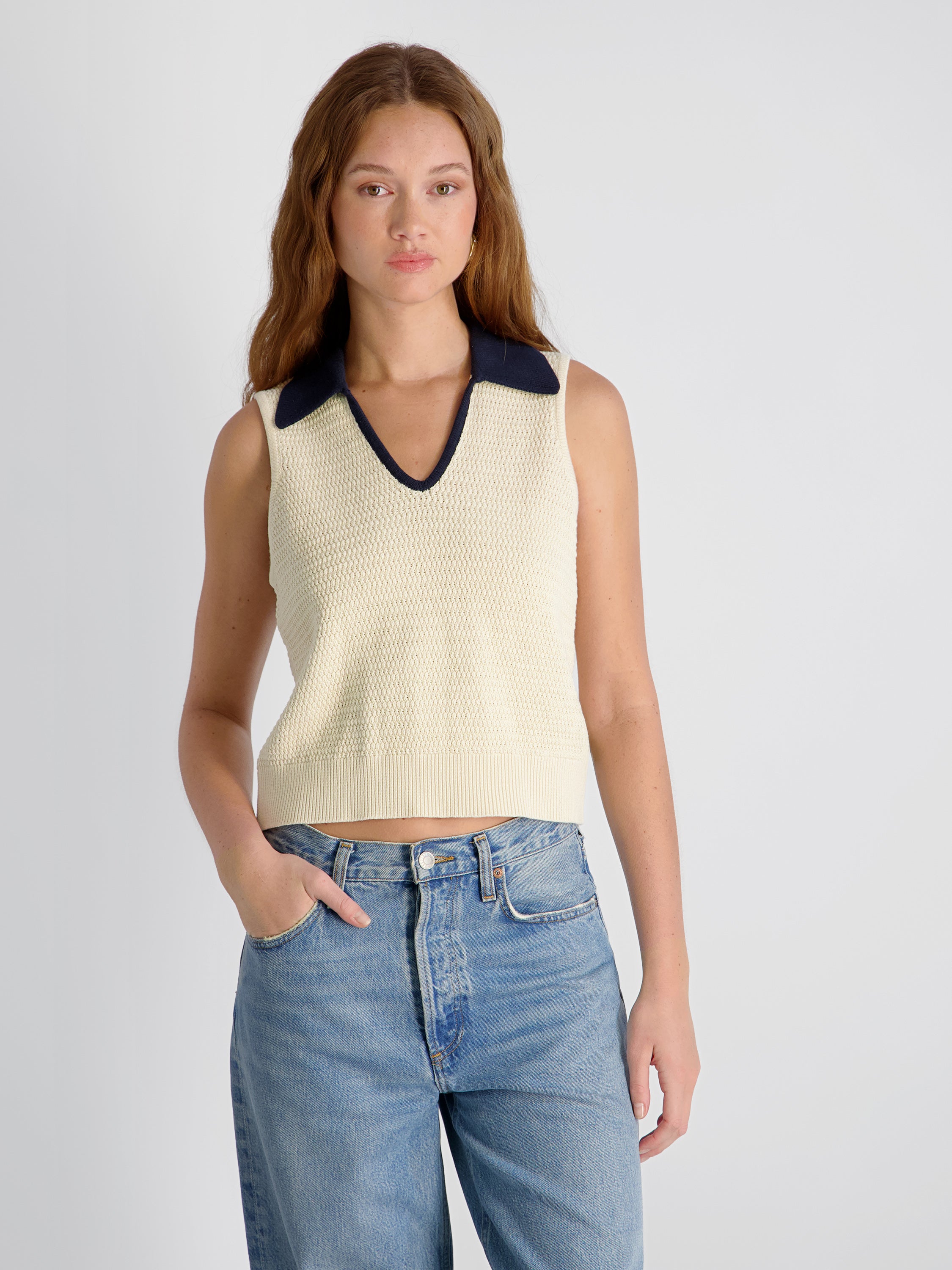 Contrast Knit Sleeveless Top | Madison's Niche