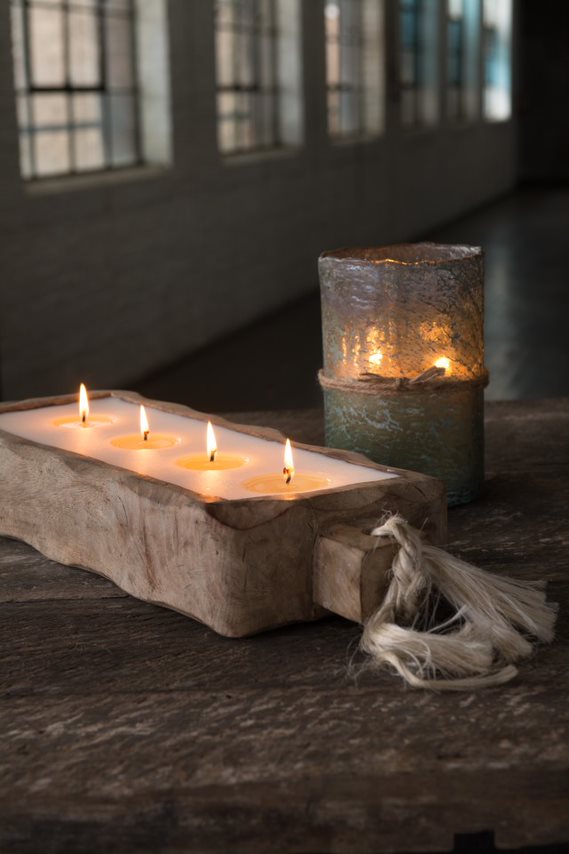 Grapefruit Pine Large Driftwood Candle Tray - Madison's Niche 