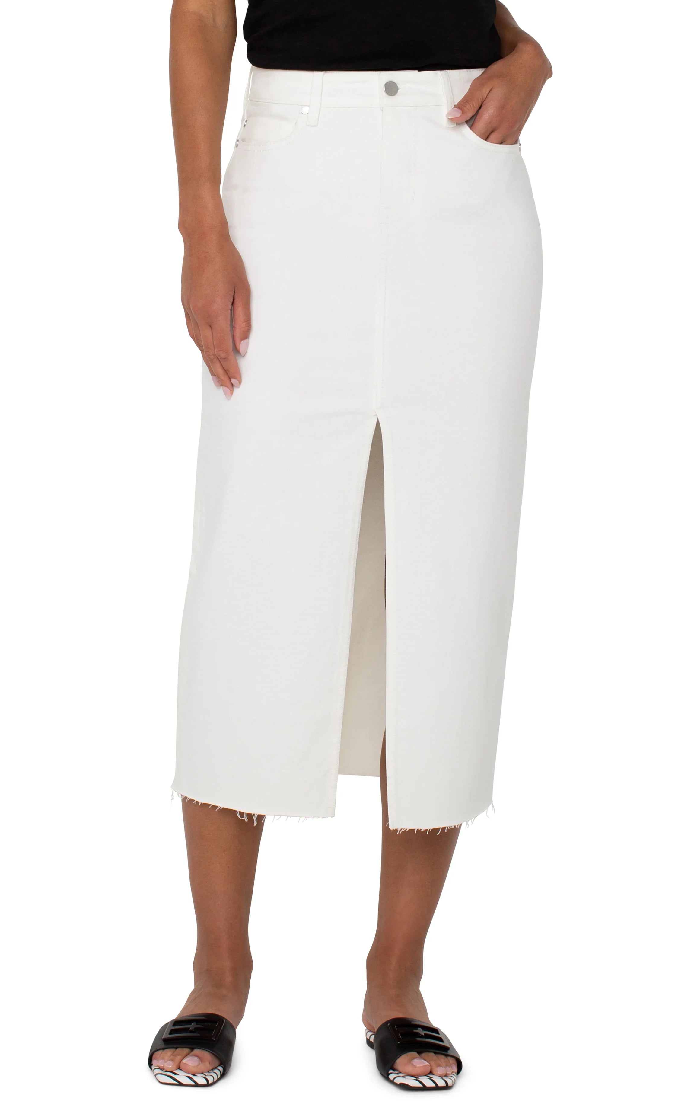 Bone White Front Slit Maxi Skirt | Madison's Niche