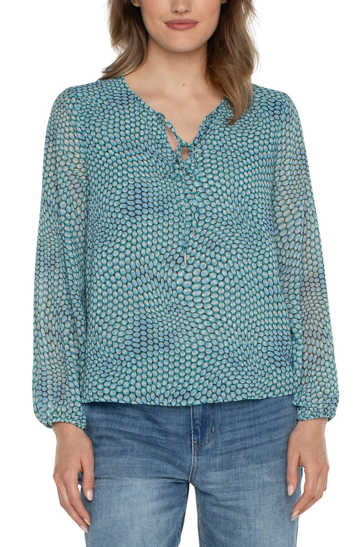 Tie Front with Shirred Back Blouse