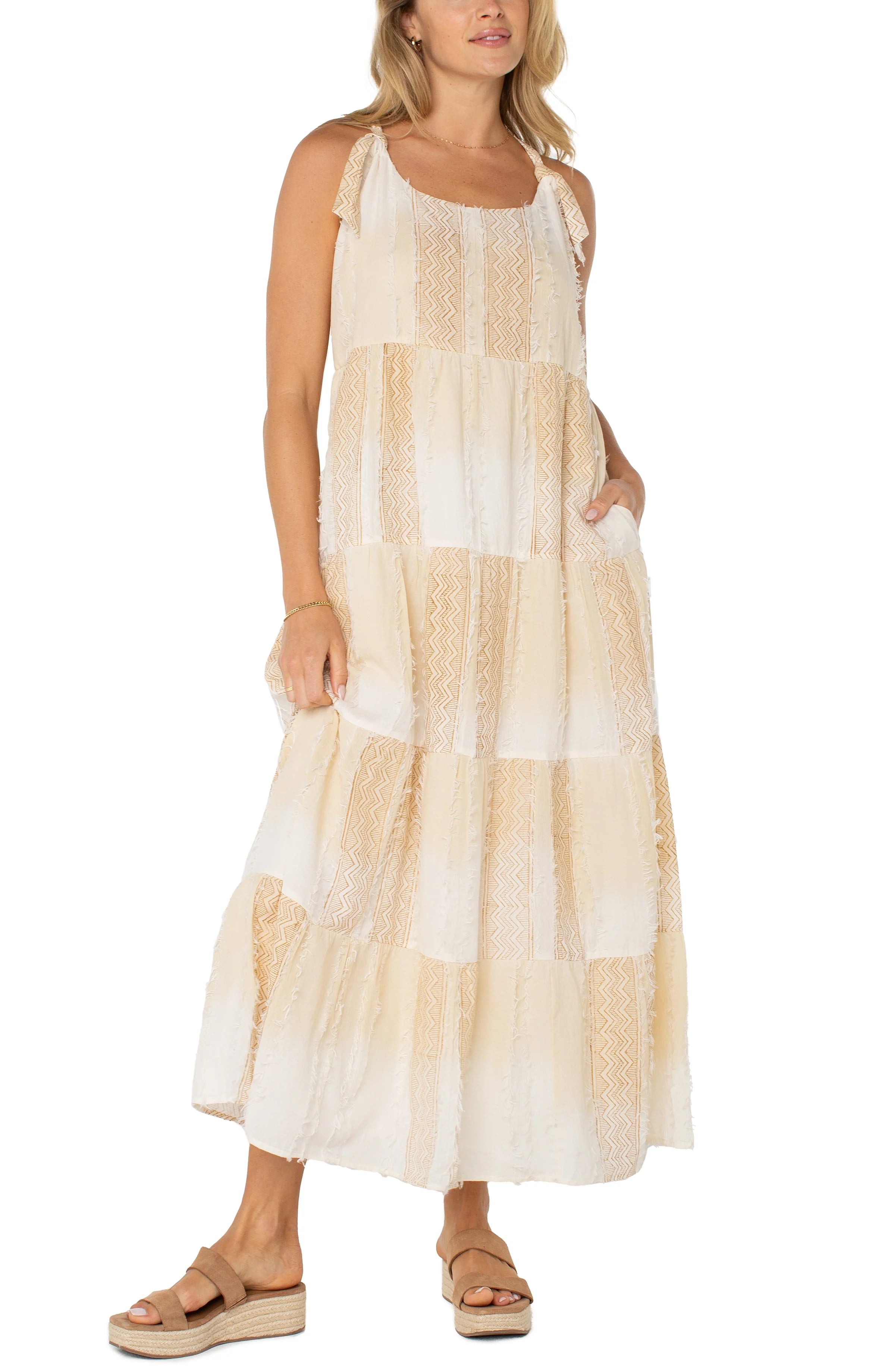 tie strap maxi dress Maxi Dress With Tie Straps