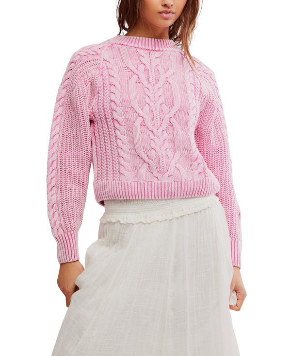 Frankie Cable Sweater in Aurora Pink Madison's Niche