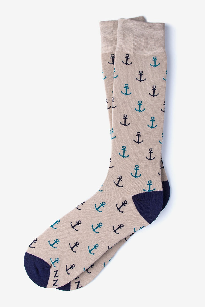 Stay Anchored Heather Brown Sock