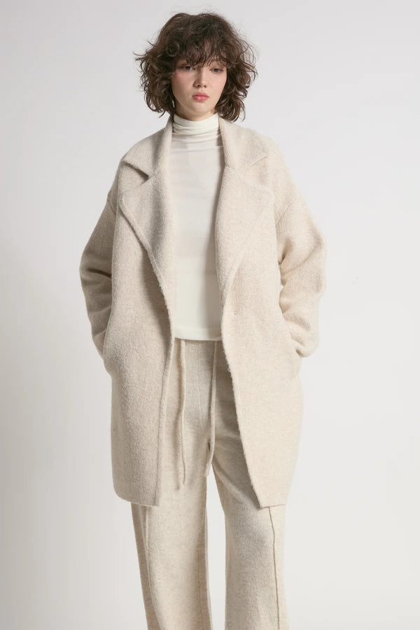 Textured Knit Coat in Beige Madison's Niche