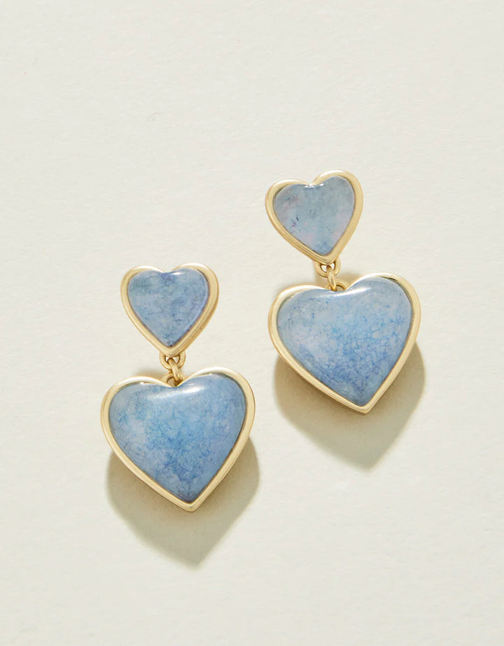 Full Heart Earrings in Light Blue