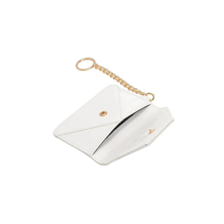 Gia Croco Card Holder in White