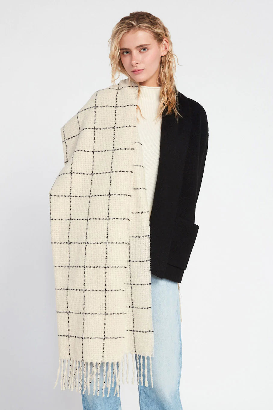 Willa Blanket Scarf in Ivory - Madison's Niche