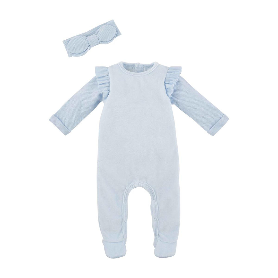 Blue Velour Sleeper & Headband Set - Madison's Niche 