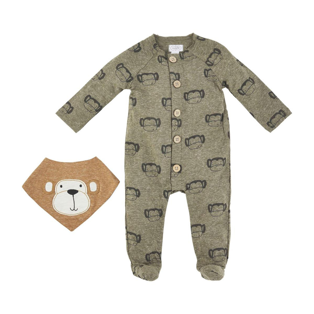 Monkey Sleeper & Bib Set - Madison's Niche 