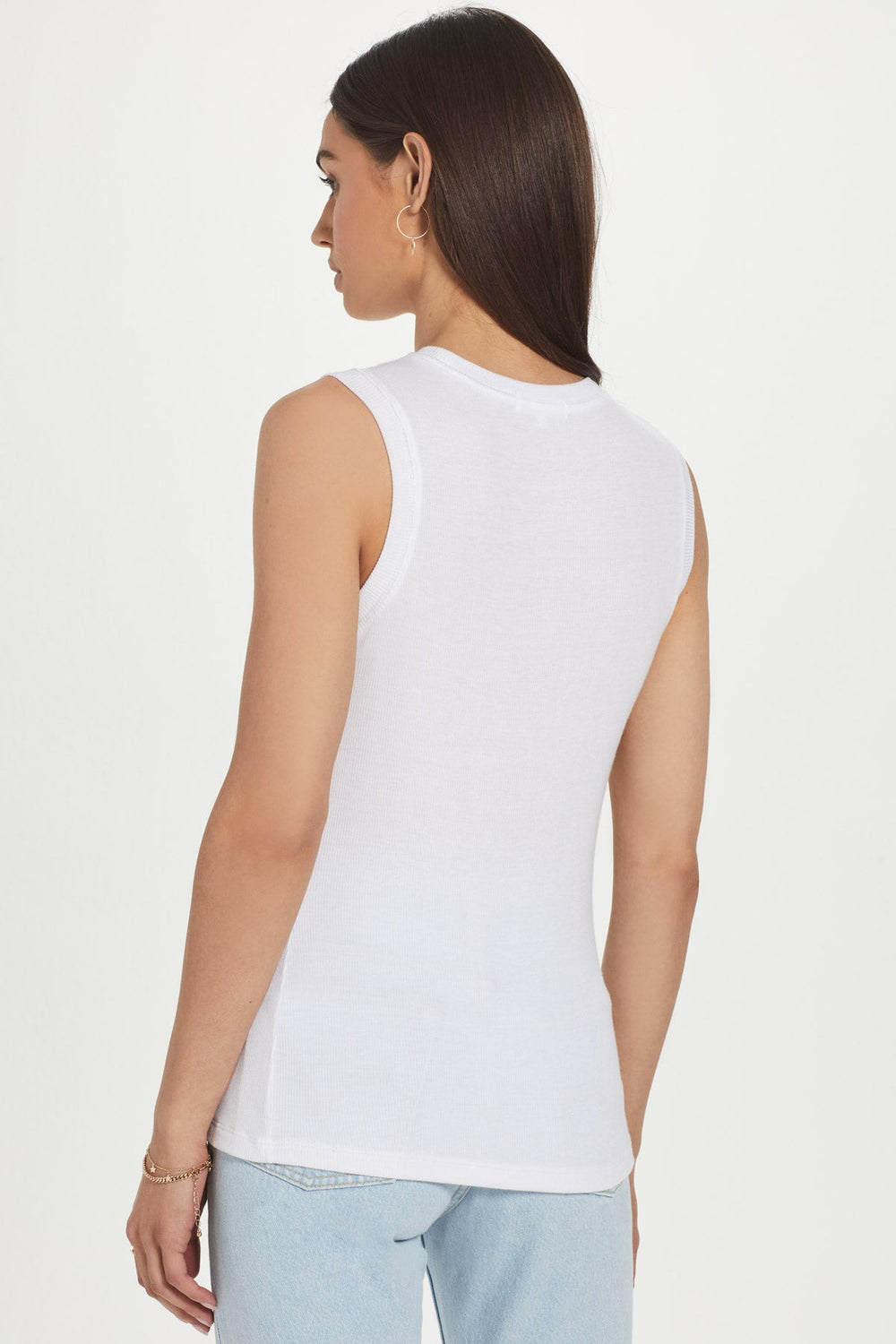 Ribbed Sleeveless Tee in White - Madison's Niche 