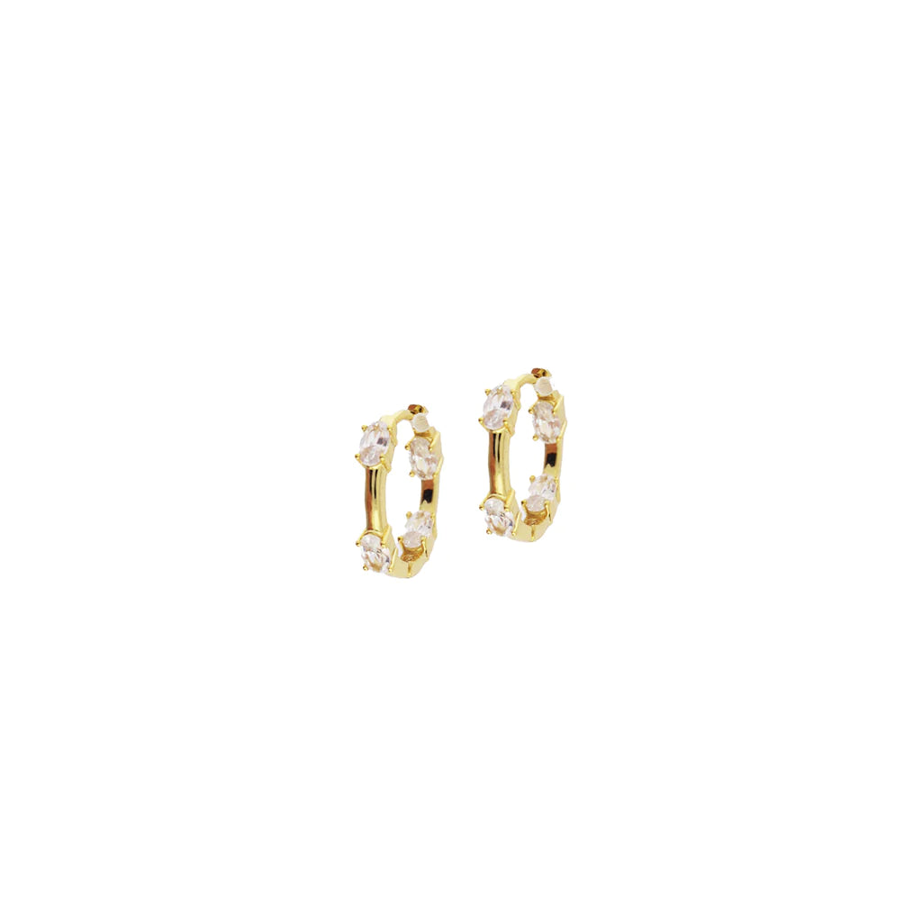 Baguette Inside Out Hoop in Gold/Clear - Madison's Niche