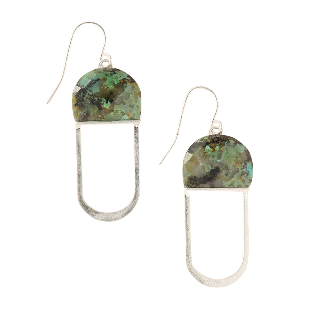 Stone Chandelier Earrings in African Turquoise - Madison's Niche 