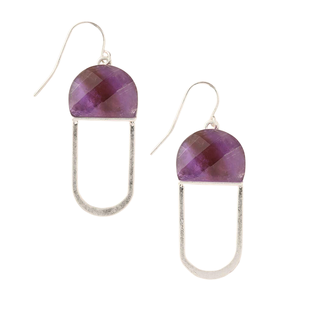 Stone Chandelier Earrings in Amethyst - Madison's Niche 