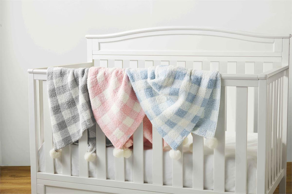 Gingham Baby Blanket in Grey - Madison's Niche 