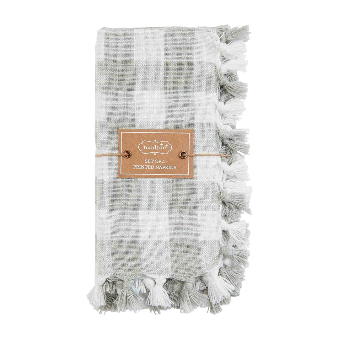 Gingham Napkin Set in Grey - Madison's Niche