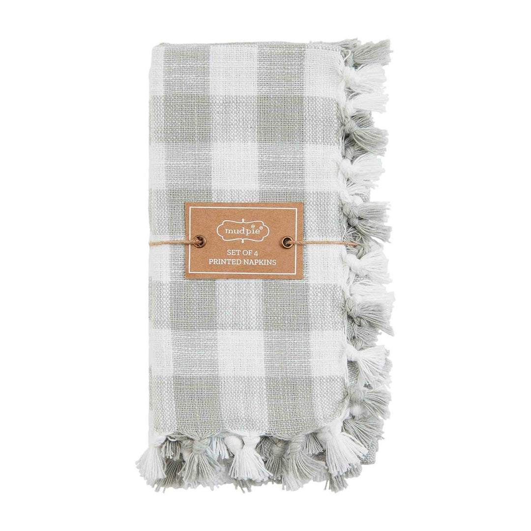 Gingham Napkin Set in Grey - Madison's Niche 