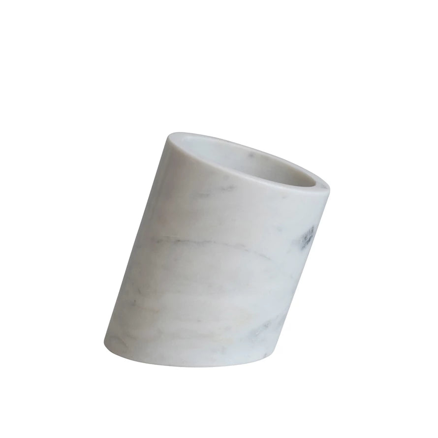 White Marble Angled Bottle Holder - Madison's Niche 