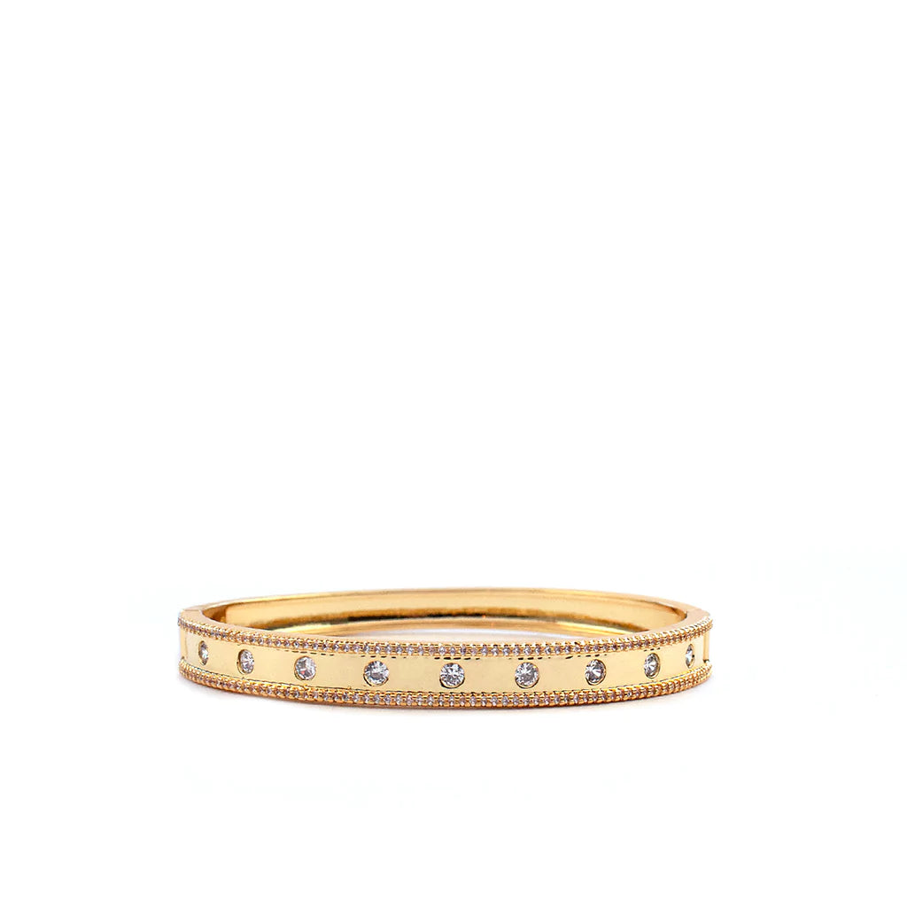 Pavé Edge CZ Bangle in Gold - Madison's Niche 