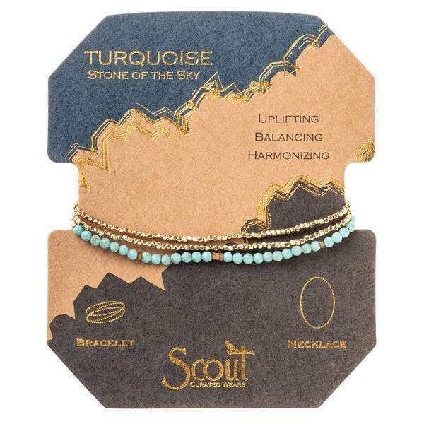 Turquoise & Gold Beaded Wrap - Madison's Niche 