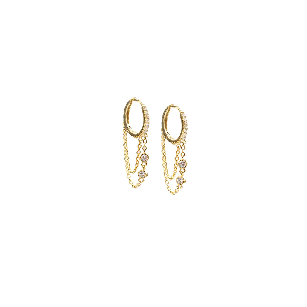 Double Chain Huggie in Gold - Madison's Niche