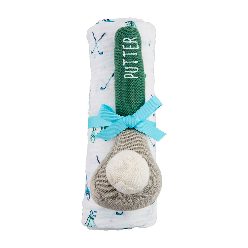 Boy Golf Swaddle And Rattle