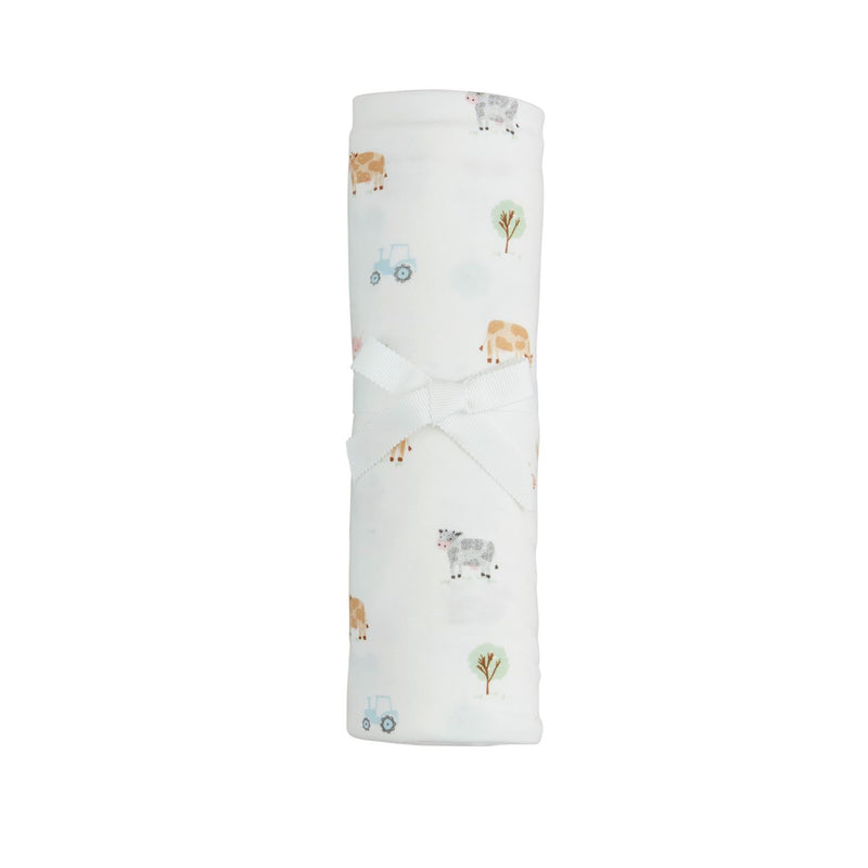 Cow Farm Gingham Soft Swaddle