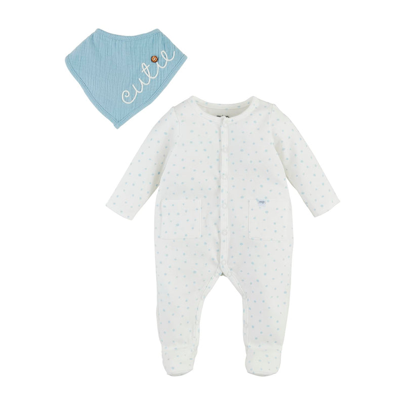 Blue Dot Sleeper and Bib Set