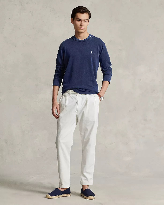 Long Sleeve Spa Terry Knit Crewneck in Newport Navy - Madison's Niche 
