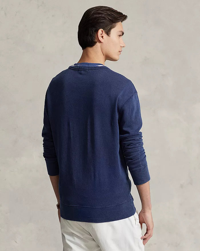 Long Sleeve Spa Terry Knit Crewneck in Newport Navy - Madison's Niche 