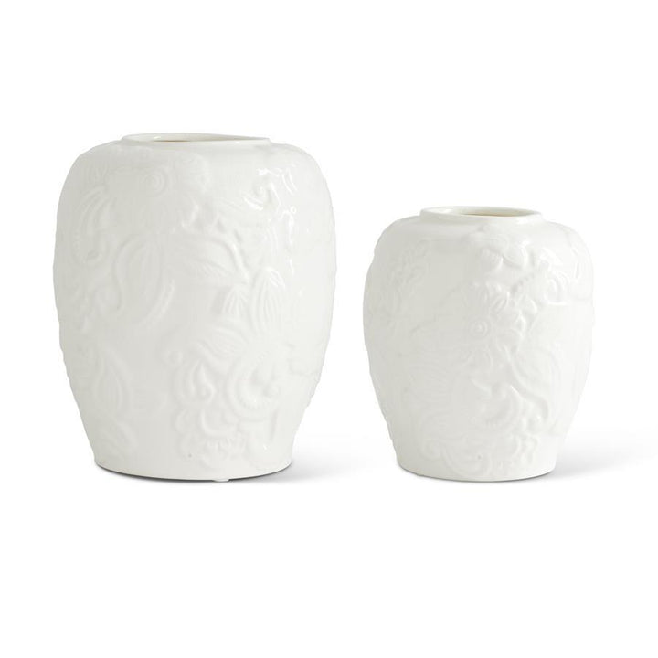 White Embossed Vase