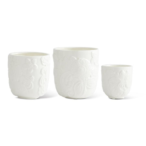 White Embossed Pot Madison's Niche 