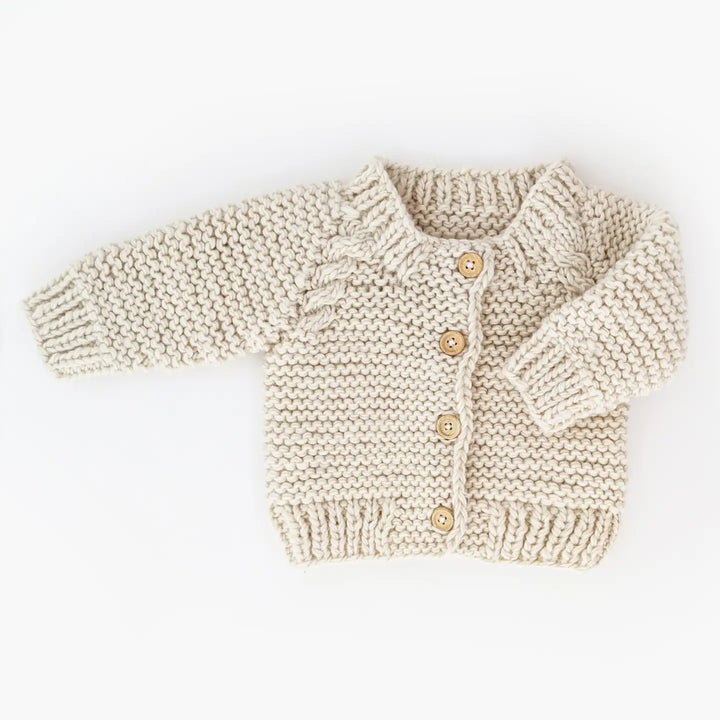 Garter Stitch Cardigan in Natural