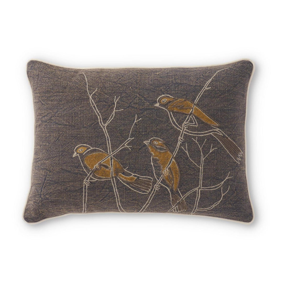 Embroidered Birds Pillow