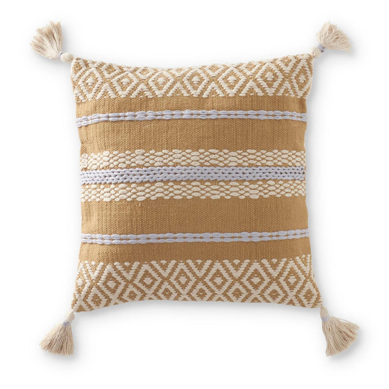 Tan & Blue Striped Pillow - Madison's Niche 