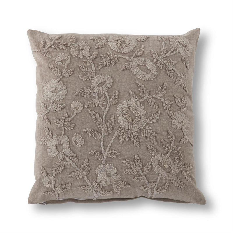 Taupe Floral Pillow