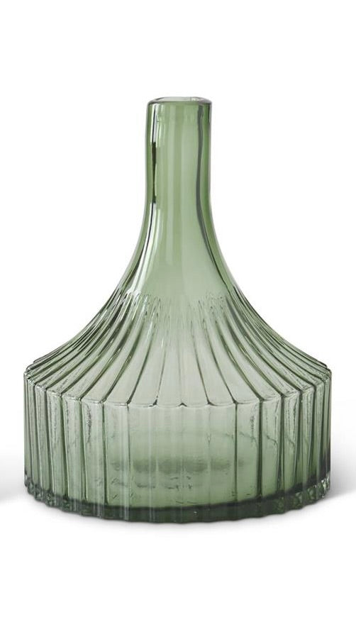 Green Ribbed Vase