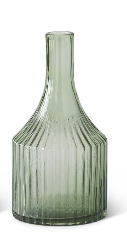 Green Ribbed Vase