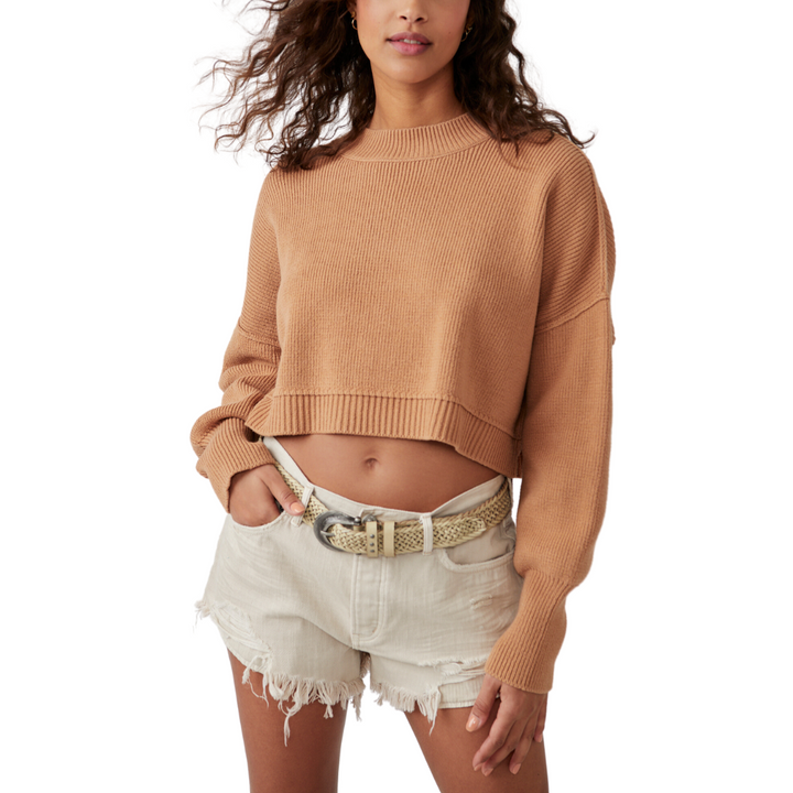 Easy Street Crop Pullover in Camel - Madison's Niche 
