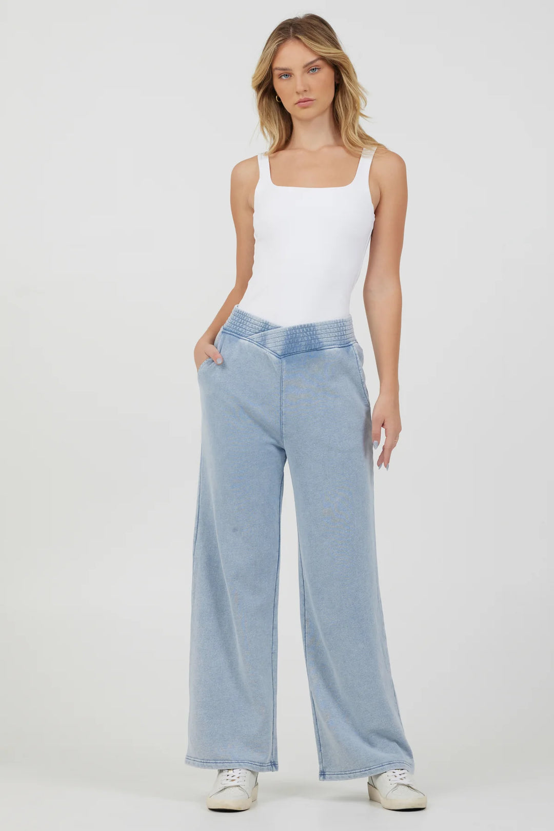 Washed Denim Terry Pant