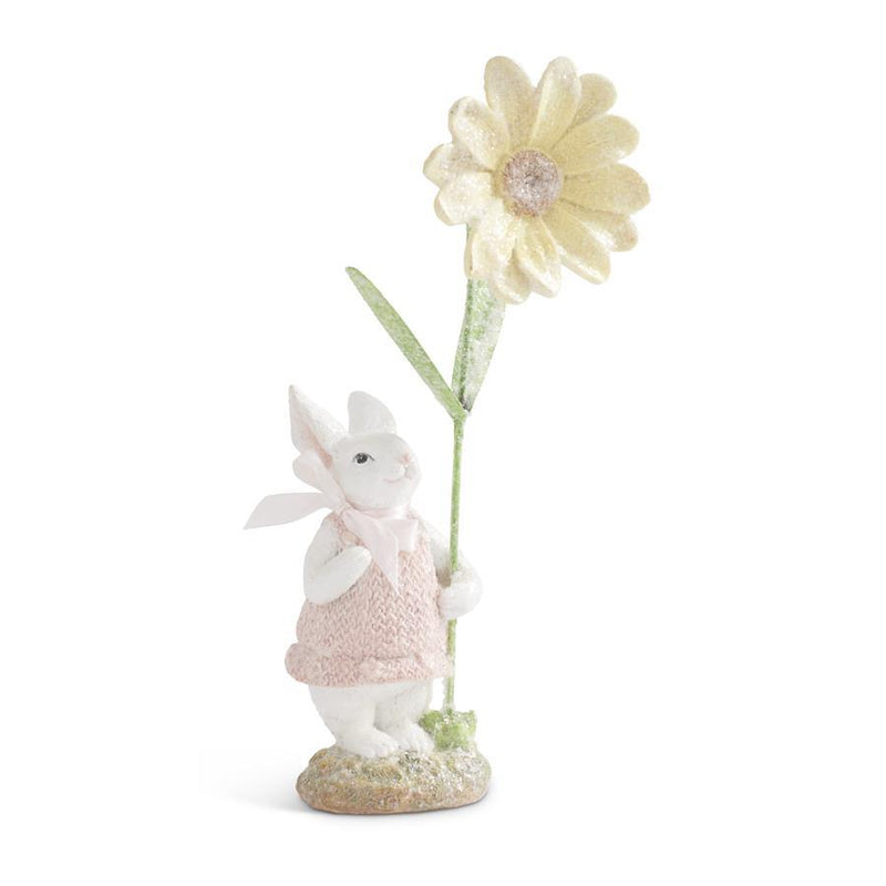 12" Glitter Bunny with Dress & Daisy - Madison's Niche 