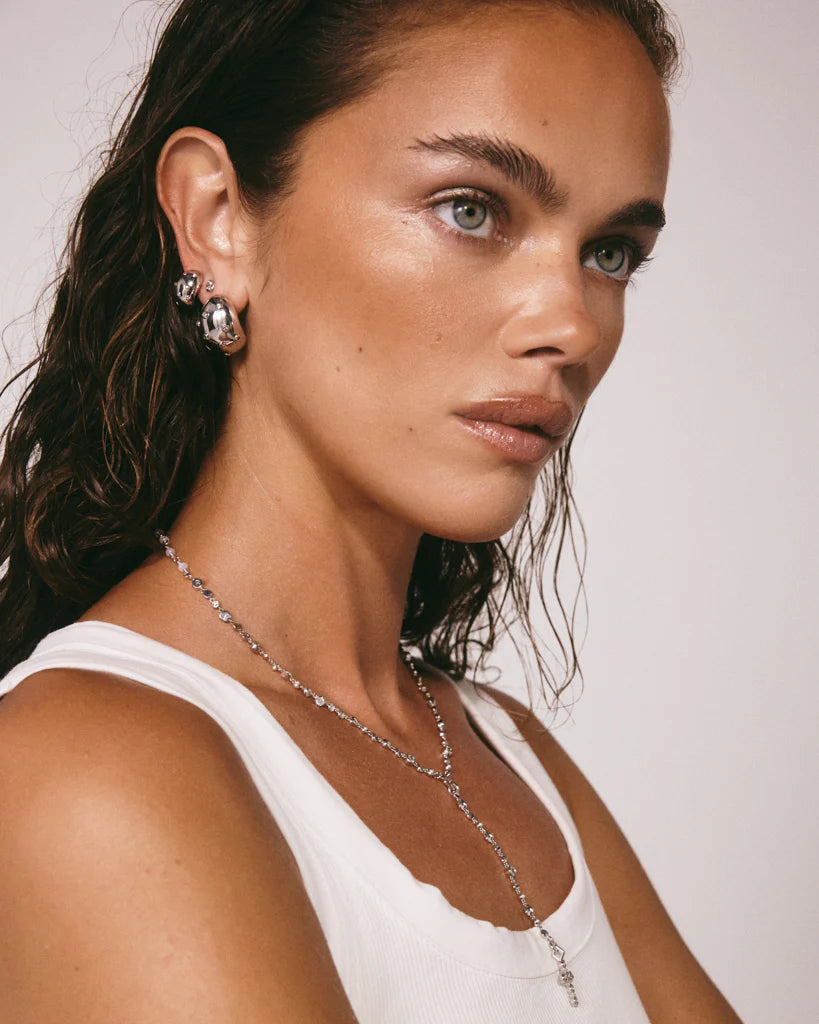 Mini Pave Molten Studs in Silver - Madison's Niche 
