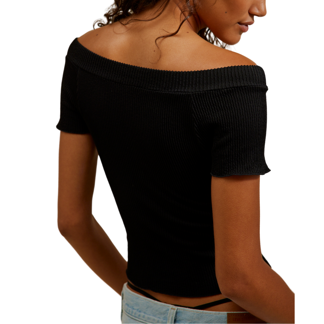 Ribbed Seamless Off The Shoulder Top