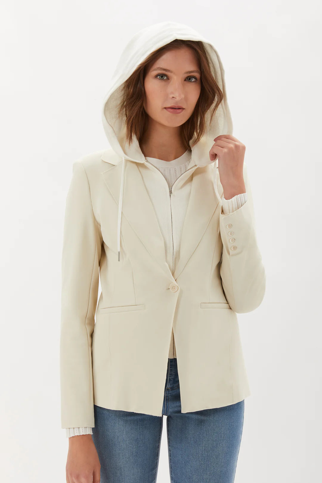 Blazer with hoodie attached womens online