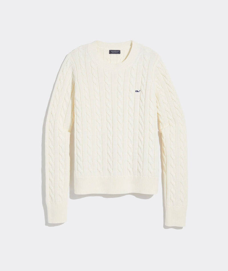 Cable Cotton Crew Sweater - Madison's Niche 