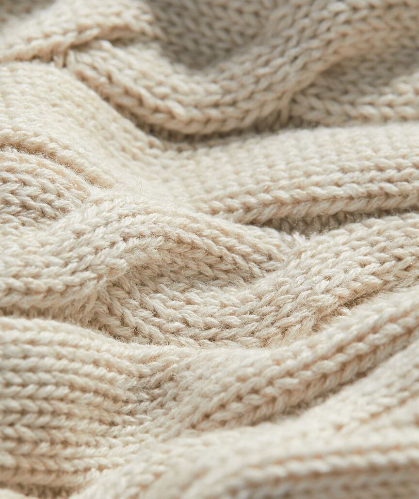 Cable Cotton Crew Sweater in Neutral