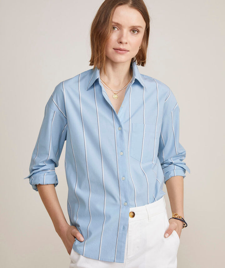 Poplin Relaxed Button Down in Blue
