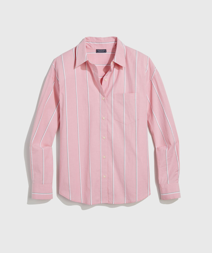 Poplin Relaxed Button Down in Pink