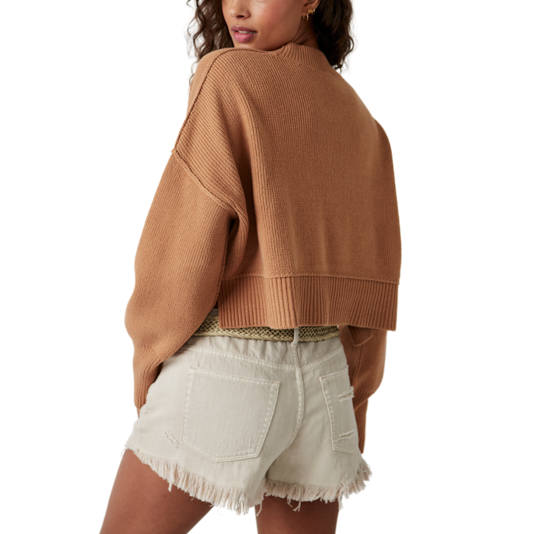 Easy Street Crop Pullover in Camel