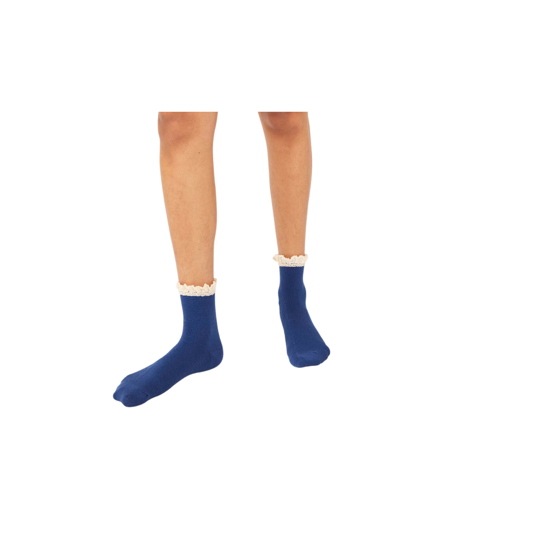 Waffle Knit Ankle Socks in Navy - Madison's Niche 